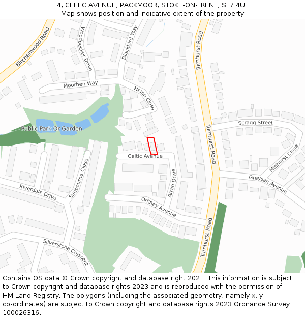 4, CELTIC AVENUE, PACKMOOR, STOKE-ON-TRENT, ST7 4UE: Location map and indicative extent of plot