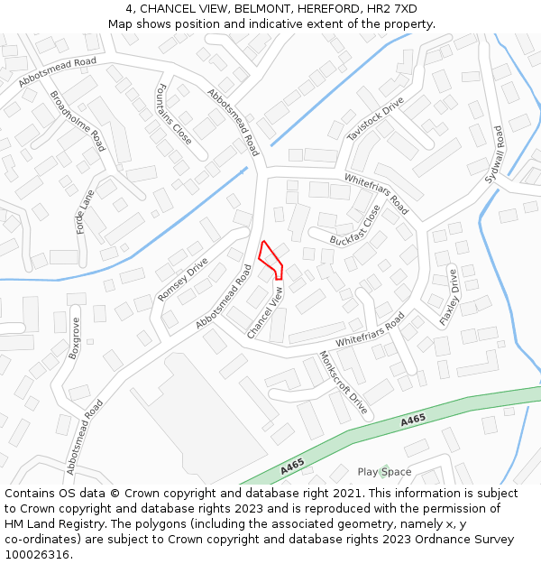 4, CHANCEL VIEW, BELMONT, HEREFORD, HR2 7XD: Location map and indicative extent of plot