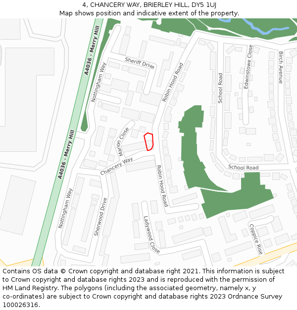 4, CHANCERY WAY, BRIERLEY HILL, DY5 1UJ: Location map and indicative extent of plot