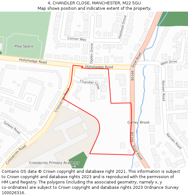 4, CHANDLER CLOSE, MANCHESTER, M22 5GU: Location map and indicative extent of plot