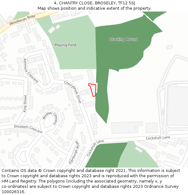 4, CHANTRY CLOSE, BROSELEY, TF12 5SJ: Location map and indicative extent of plot
