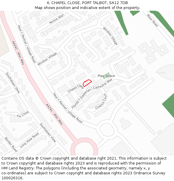 4, CHAPEL CLOSE, PORT TALBOT, SA12 7DB: Location map and indicative extent of plot