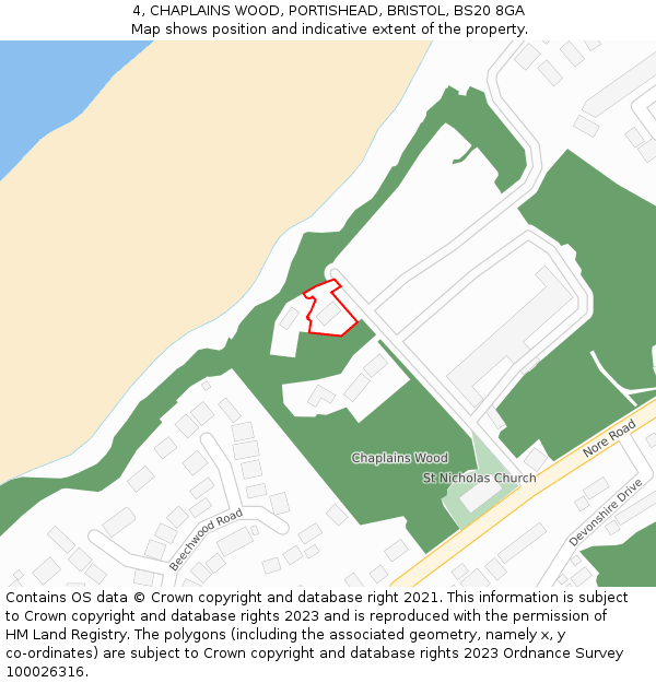 4, CHAPLAINS WOOD, PORTISHEAD, BRISTOL, BS20 8GA: Location map and indicative extent of plot