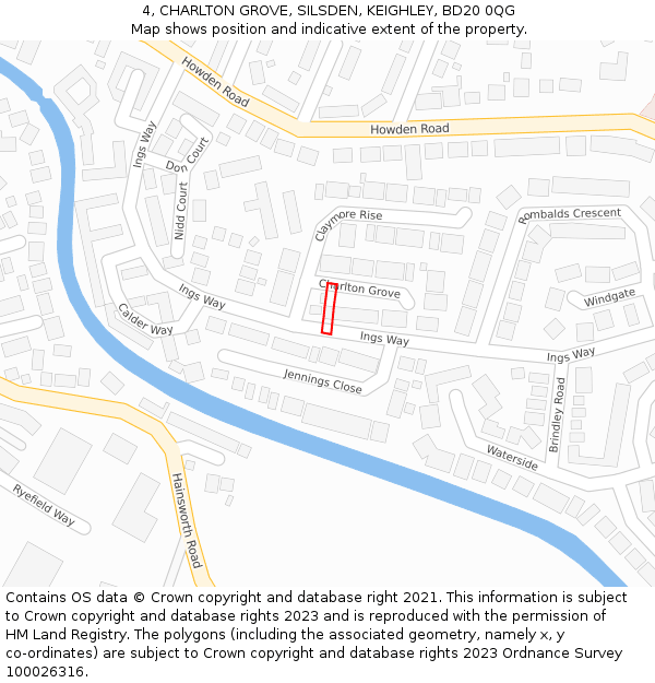 4, CHARLTON GROVE, SILSDEN, KEIGHLEY, BD20 0QG: Location map and indicative extent of plot