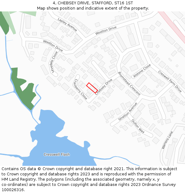 4, CHEBSEY DRIVE, STAFFORD, ST16 1ST: Location map and indicative extent of plot
