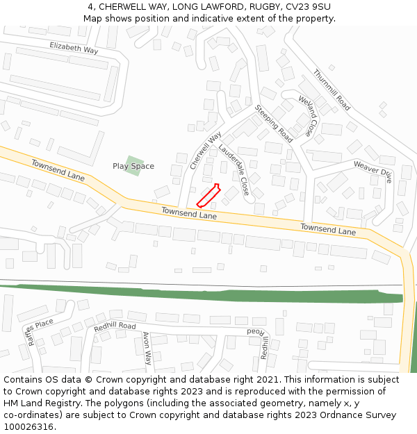 4, CHERWELL WAY, LONG LAWFORD, RUGBY, CV23 9SU: Location map and indicative extent of plot