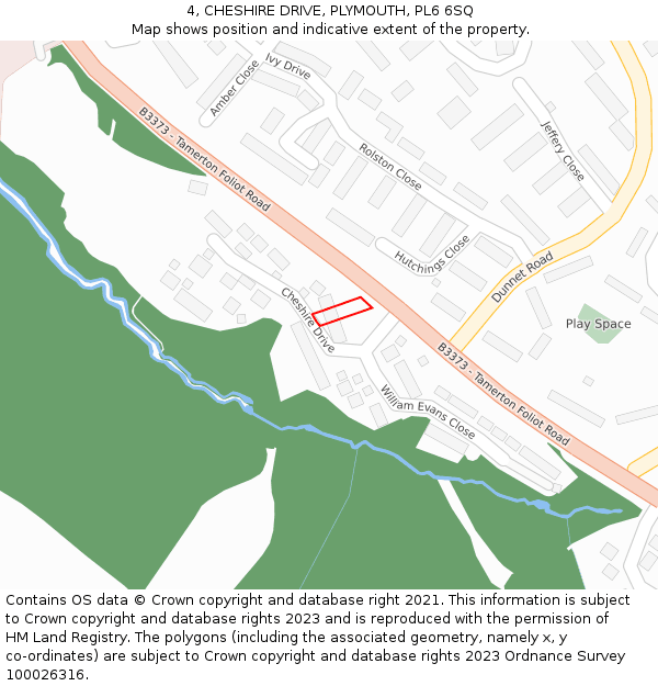4, CHESHIRE DRIVE, PLYMOUTH, PL6 6SQ: Location map and indicative extent of plot