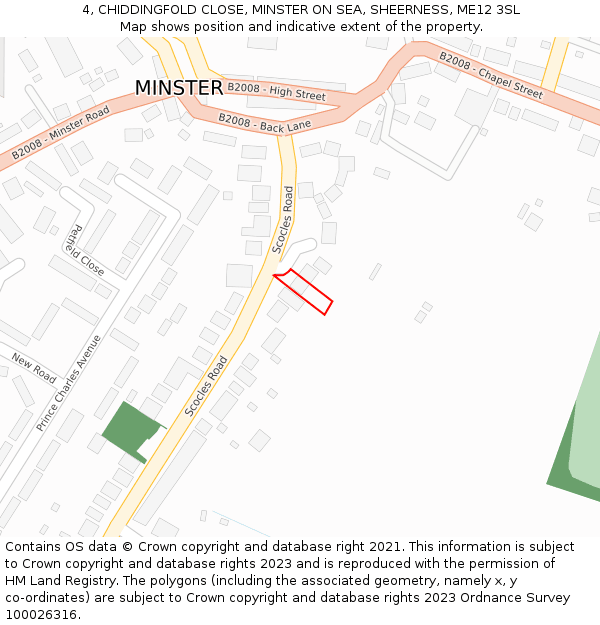 4, CHIDDINGFOLD CLOSE, MINSTER ON SEA, SHEERNESS, ME12 3SL: Location map and indicative extent of plot