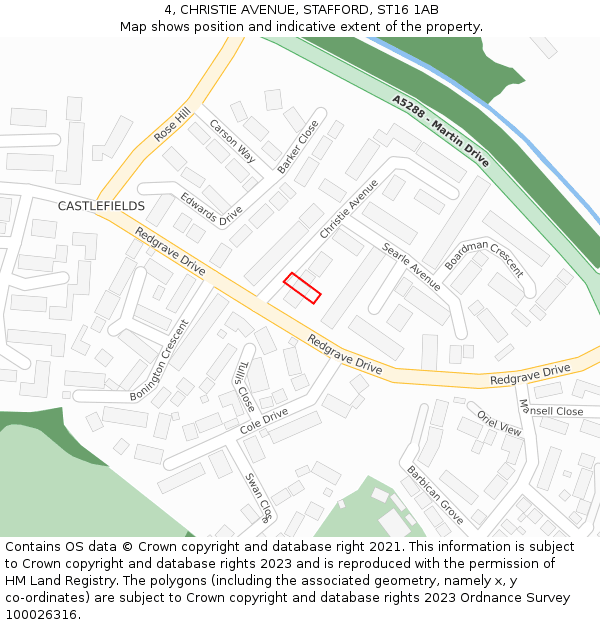 4, CHRISTIE AVENUE, STAFFORD, ST16 1AB: Location map and indicative extent of plot