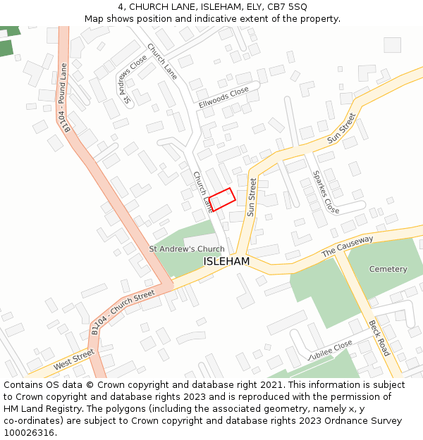 4, CHURCH LANE, ISLEHAM, ELY, CB7 5SQ: Location map and indicative extent of plot
