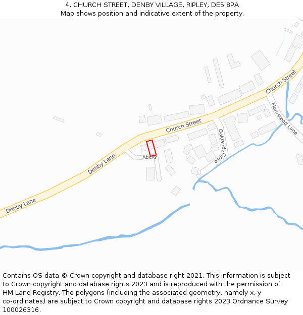 4, CHURCH STREET, DENBY VILLAGE, RIPLEY, DE5 8PA: Location map and indicative extent of plot