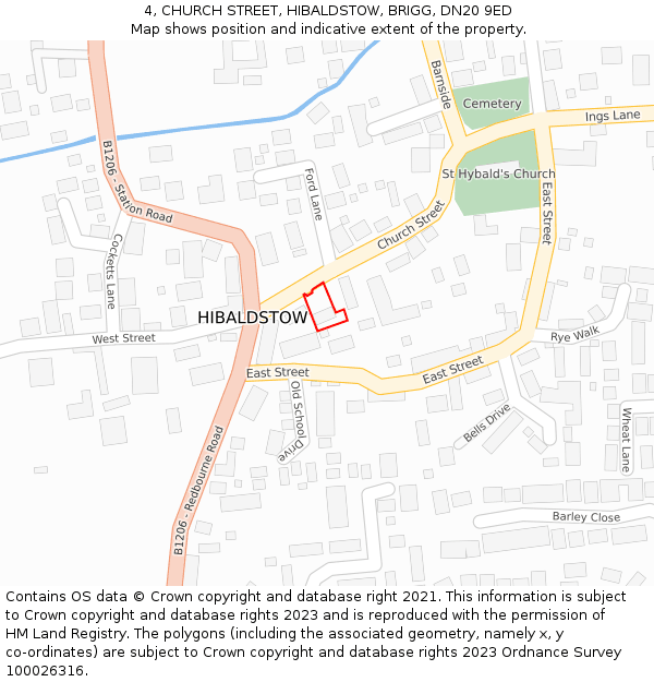 4, CHURCH STREET, HIBALDSTOW, BRIGG, DN20 9ED: Location map and indicative extent of plot