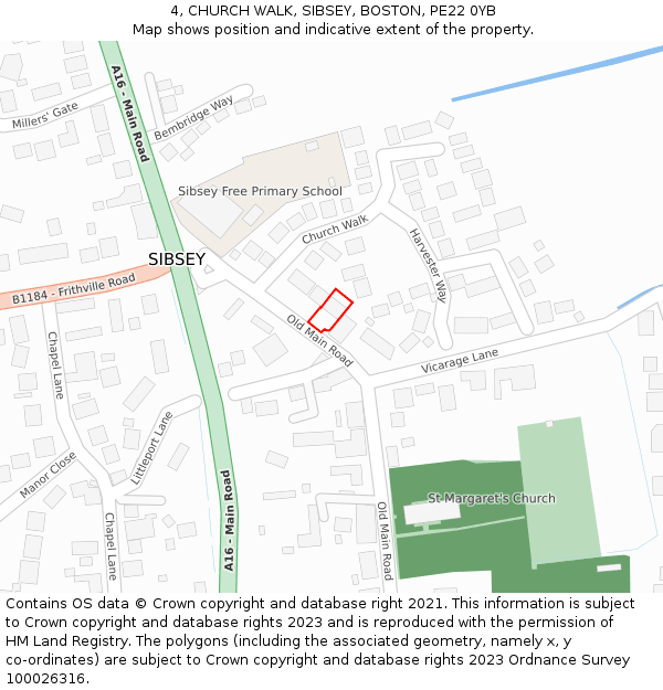 4, CHURCH WALK, SIBSEY, BOSTON, PE22 0YB: Location map and indicative extent of plot