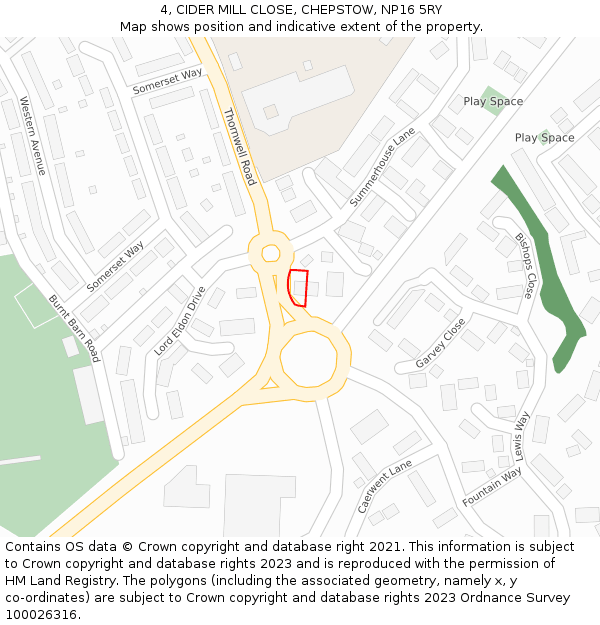 4, CIDER MILL CLOSE, CHEPSTOW, NP16 5RY: Location map and indicative extent of plot