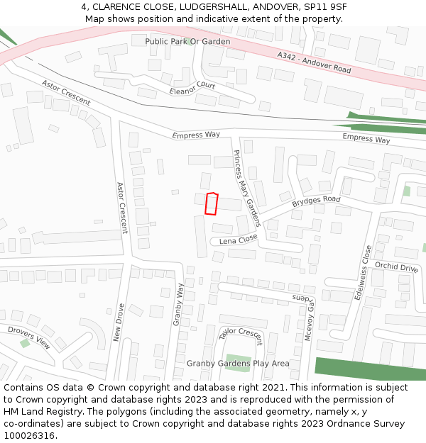 4, CLARENCE CLOSE, LUDGERSHALL, ANDOVER, SP11 9SF: Location map and indicative extent of plot