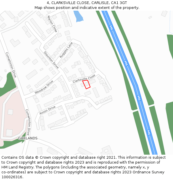 4, CLARKSVILLE CLOSE, CARLISLE, CA1 3GT: Location map and indicative extent of plot