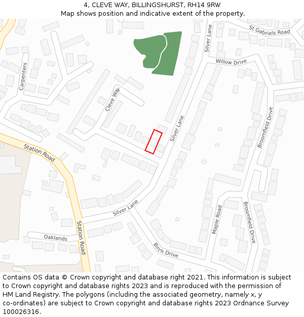4, CLEVE WAY, BILLINGSHURST, RH14 9RW: Location map and indicative extent of plot