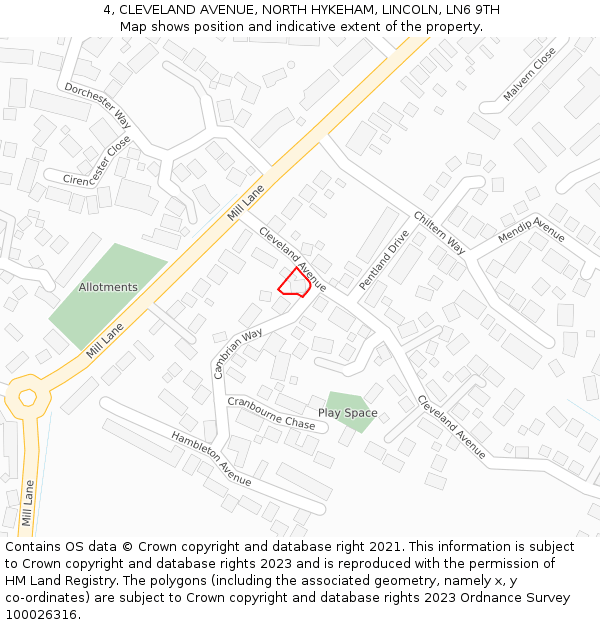 4, CLEVELAND AVENUE, NORTH HYKEHAM, LINCOLN, LN6 9TH: Location map and indicative extent of plot
