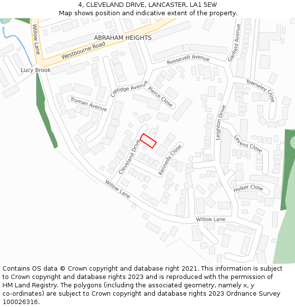 4, CLEVELAND DRIVE, LANCASTER, LA1 5EW: Location map and indicative extent of plot