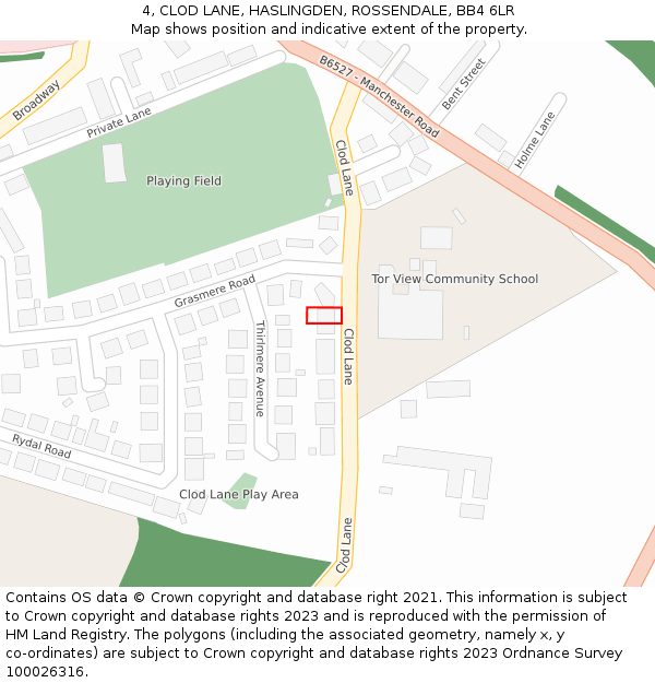 4, CLOD LANE, HASLINGDEN, ROSSENDALE, BB4 6LR: Location map and indicative extent of plot