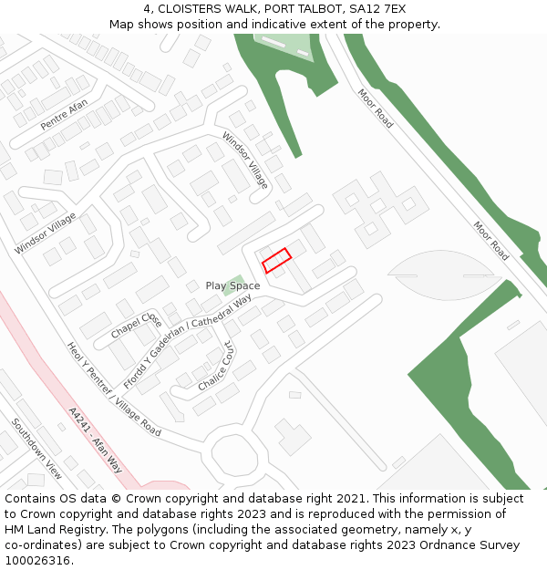 4, CLOISTERS WALK, PORT TALBOT, SA12 7EX: Location map and indicative extent of plot
