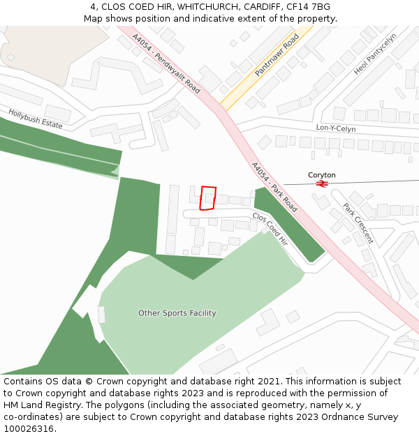 4, CLOS COED HIR, WHITCHURCH, CARDIFF, CF14 7BG: Location map and indicative extent of plot