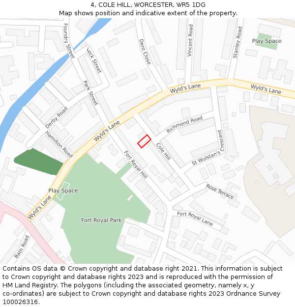 4, COLE HILL, WORCESTER, WR5 1DG: Location map and indicative extent of plot