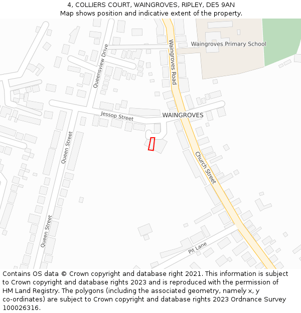 4, COLLIERS COURT, WAINGROVES, RIPLEY, DE5 9AN: Location map and indicative extent of plot