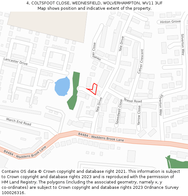 4, COLTSFOOT CLOSE, WEDNESFIELD, WOLVERHAMPTON, WV11 3UF: Location map and indicative extent of plot
