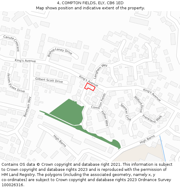 4, COMPTON FIELDS, ELY, CB6 1ED: Location map and indicative extent of plot