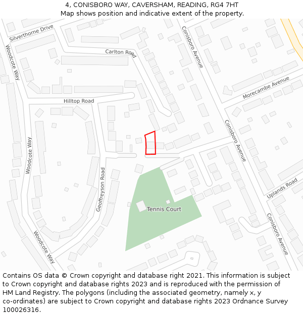 4, CONISBORO WAY, CAVERSHAM, READING, RG4 7HT: Location map and indicative extent of plot