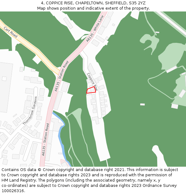 4, COPPICE RISE, CHAPELTOWN, SHEFFIELD, S35 2YZ: Location map and indicative extent of plot