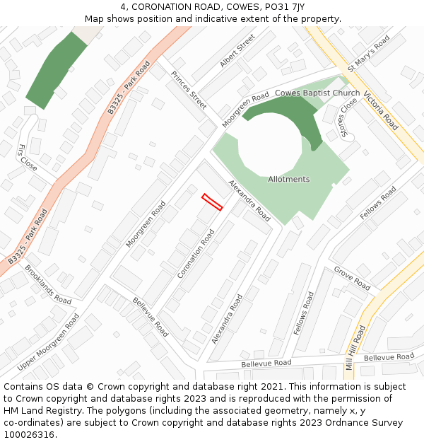 4, CORONATION ROAD, COWES, PO31 7JY: Location map and indicative extent of plot