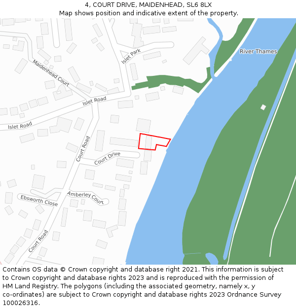 4, COURT DRIVE, MAIDENHEAD, SL6 8LX: Location map and indicative extent of plot