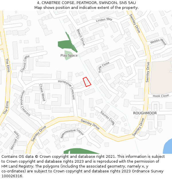 4, CRABTREE COPSE, PEATMOOR, SWINDON, SN5 5AU: Location map and indicative extent of plot