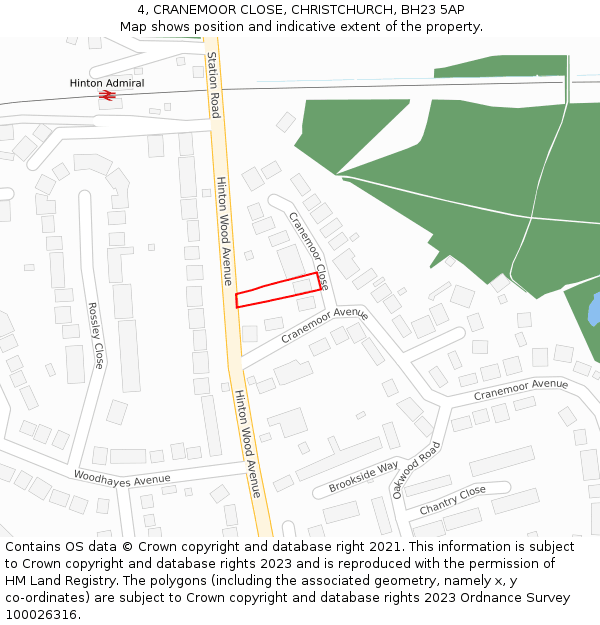 4, CRANEMOOR CLOSE, CHRISTCHURCH, BH23 5AP: Location map and indicative extent of plot
