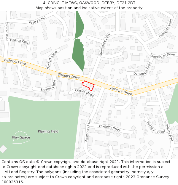 4, CRINGLE MEWS, OAKWOOD, DERBY, DE21 2DT: Location map and indicative extent of plot