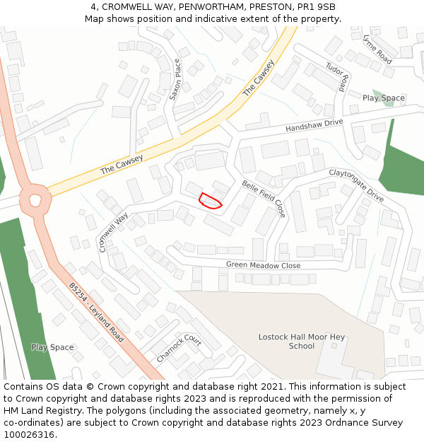 4, CROMWELL WAY, PENWORTHAM, PRESTON, PR1 9SB: Location map and indicative extent of plot