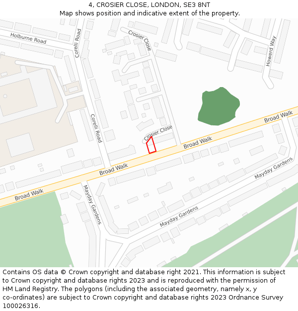 4, CROSIER CLOSE, LONDON, SE3 8NT: Location map and indicative extent of plot