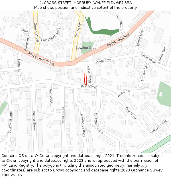 4, CROSS STREET, HORBURY, WAKEFIELD, WF4 5BA: Location map and indicative extent of plot