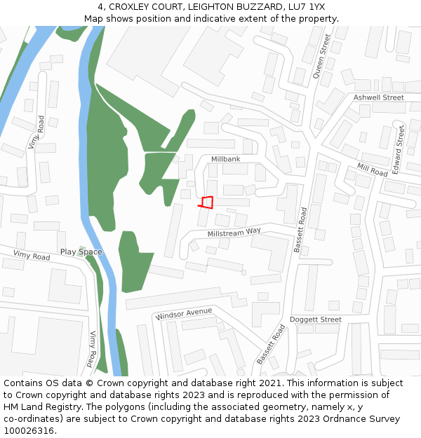 4, CROXLEY COURT, LEIGHTON BUZZARD, LU7 1YX: Location map and indicative extent of plot