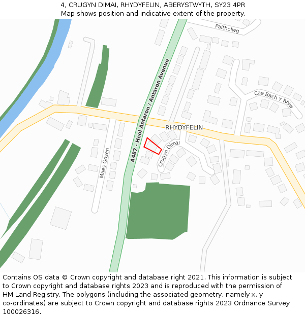 4, CRUGYN DIMAI, RHYDYFELIN, ABERYSTWYTH, SY23 4PR: Location map and indicative extent of plot