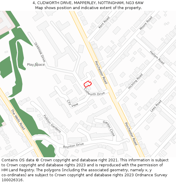 4, CUDWORTH DRIVE, MAPPERLEY, NOTTINGHAM, NG3 6AW: Location map and indicative extent of plot