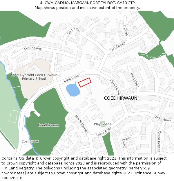 4, CWM CADNO, MARGAM, PORT TALBOT, SA13 2TP: Location map and indicative extent of plot