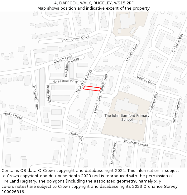 4, DAFFODIL WALK, RUGELEY, WS15 2PF: Location map and indicative extent of plot