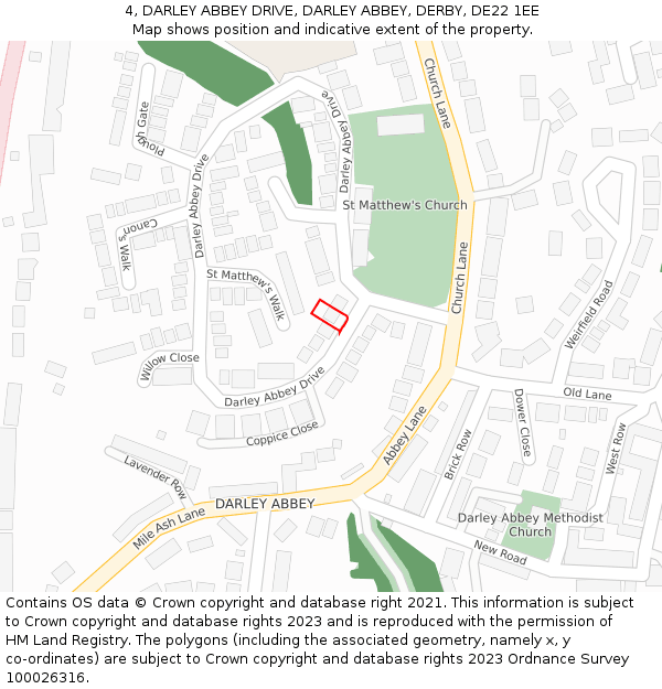 4, DARLEY ABBEY DRIVE, DARLEY ABBEY, DERBY, DE22 1EE: Location map and indicative extent of plot