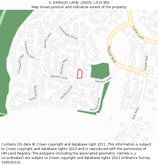 4, DARNLEY LANE, LEEDS, LS15 9EX: Location map and indicative extent of plot