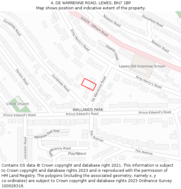 4, DE WARRENNE ROAD, LEWES, BN7 1BP: Location map and indicative extent of plot