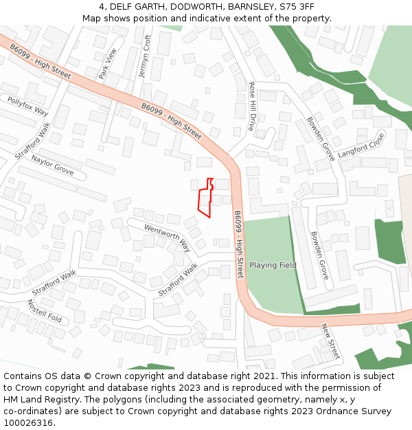 4, DELF GARTH, DODWORTH, BARNSLEY, S75 3FF: Location map and indicative extent of plot
