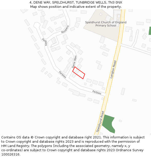4, DENE WAY, SPELDHURST, TUNBRIDGE WELLS, TN3 0NX: Location map and indicative extent of plot